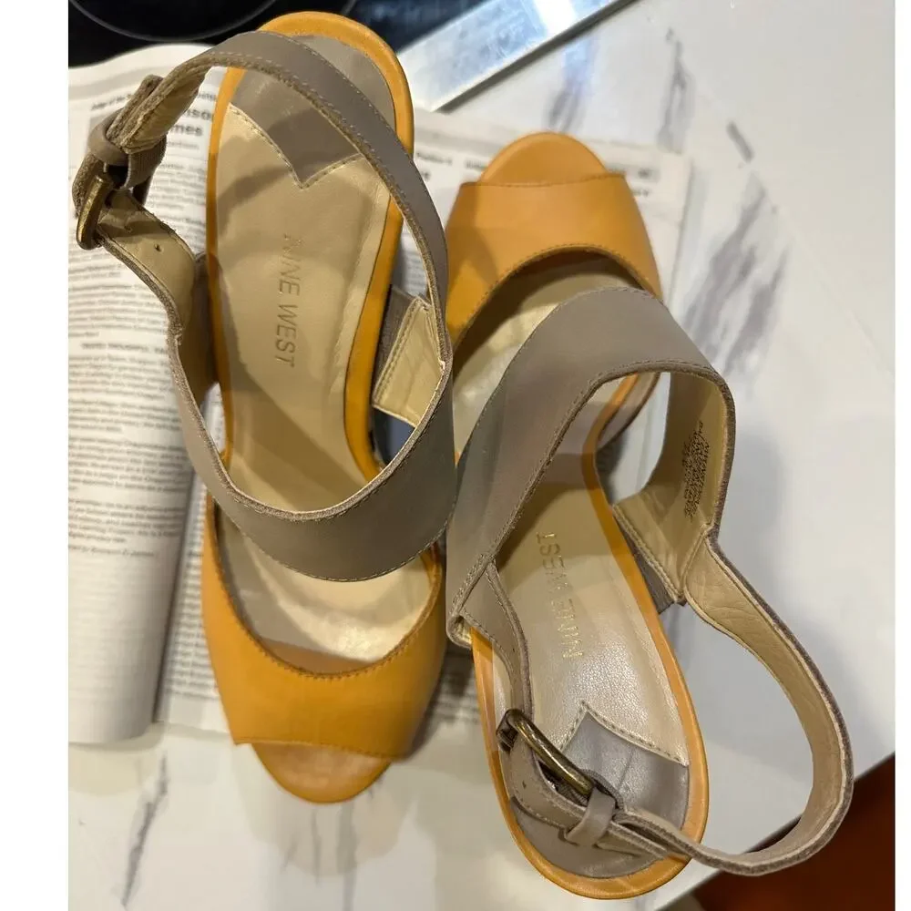 Nine West Wedge Sandals Size 8.5 - Zebra Print